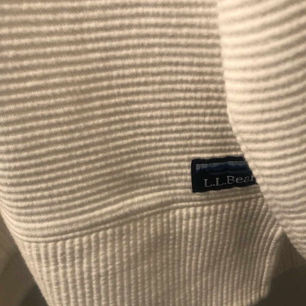 Sale! L.L. Bean Cream Ribbed Funnel Neck Sweater in Sea Salt - Picture 3 of 9